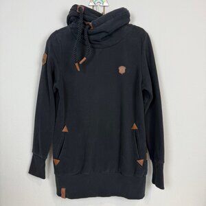 Naketano Allroundtalent Black Cowl Neck Long Hoodie XL